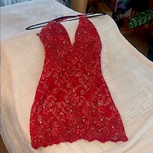 Holt backless lace body on dress